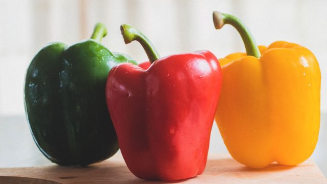 Red yellow green bell peppers