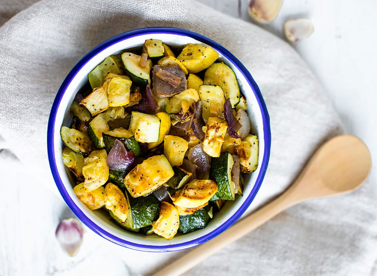 roasted summer squash in bowl