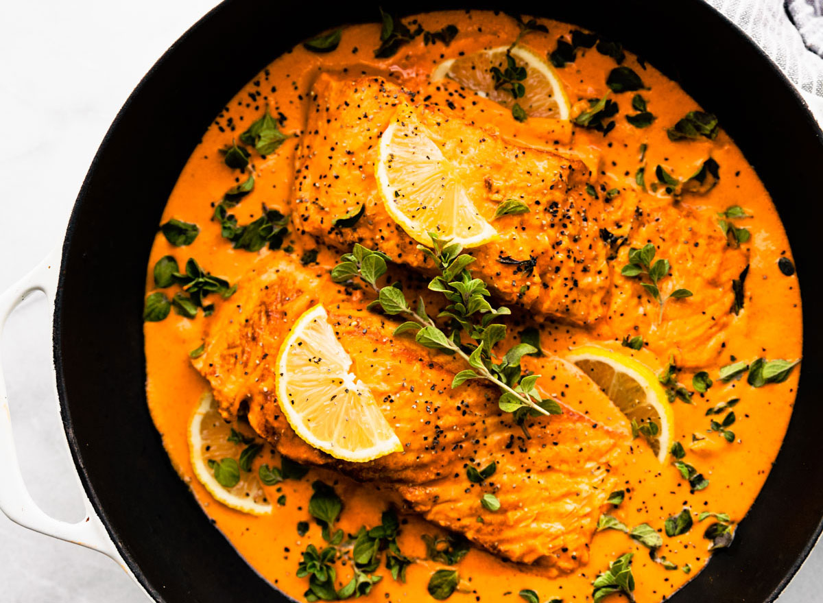 Good Friday recipes salmon red pepper sauce