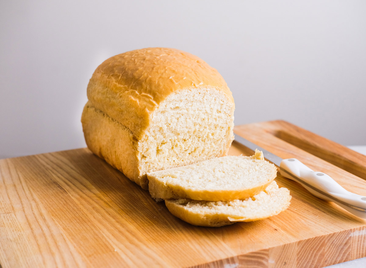 sliced sandwich bread on a cutting board