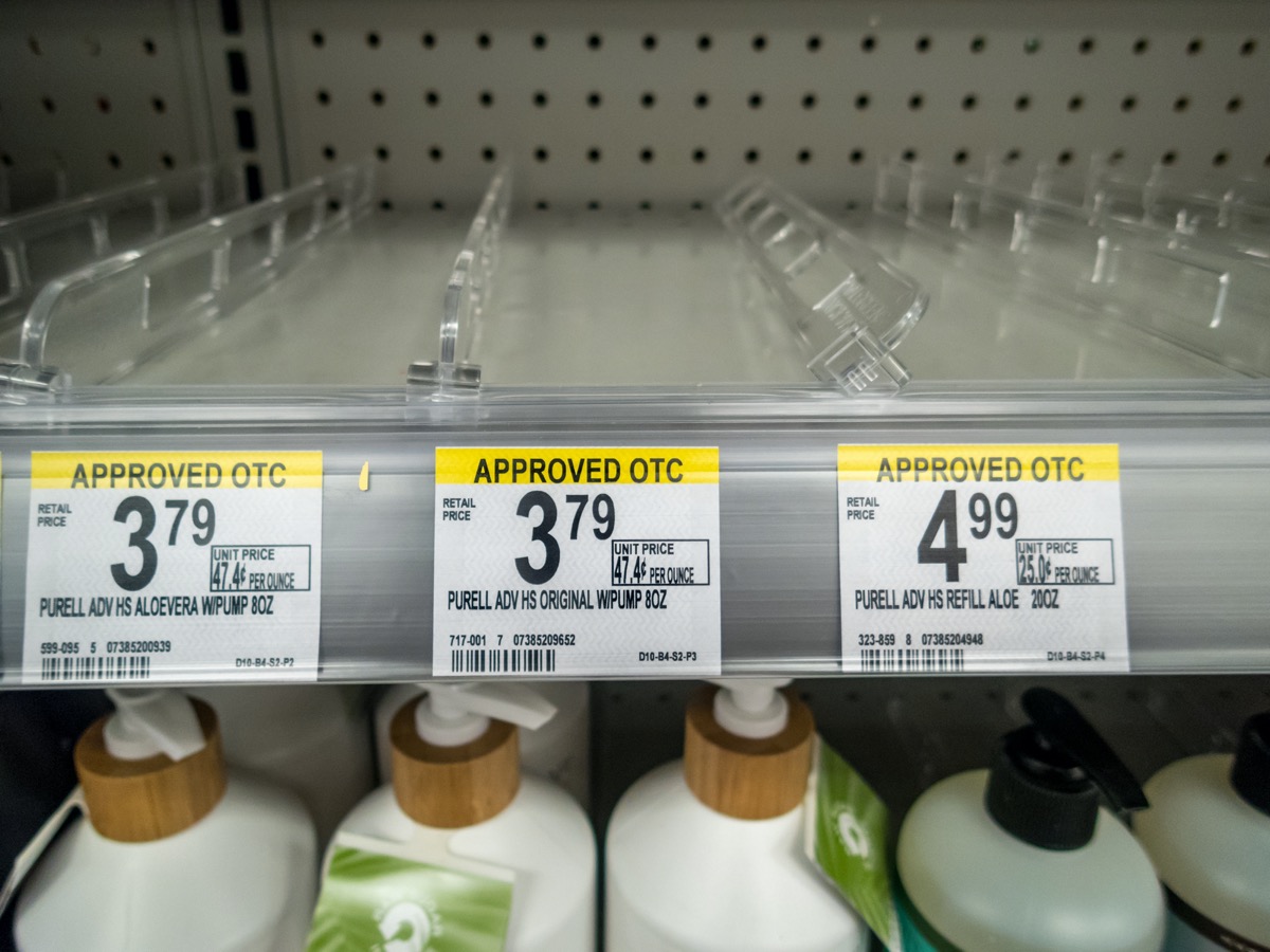 urell Hand Sanitizer sold out completely on store she