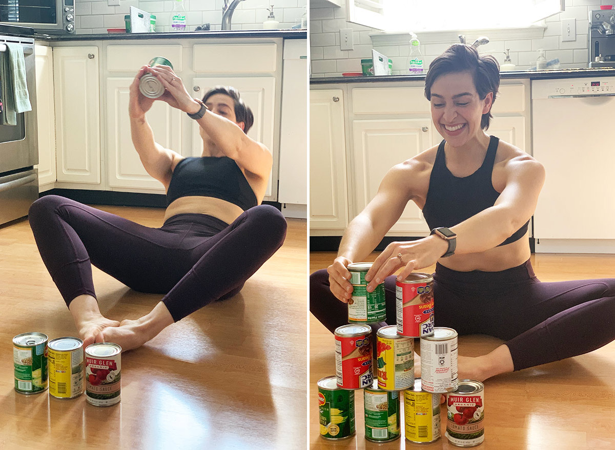 butterfly sit up stack with cans