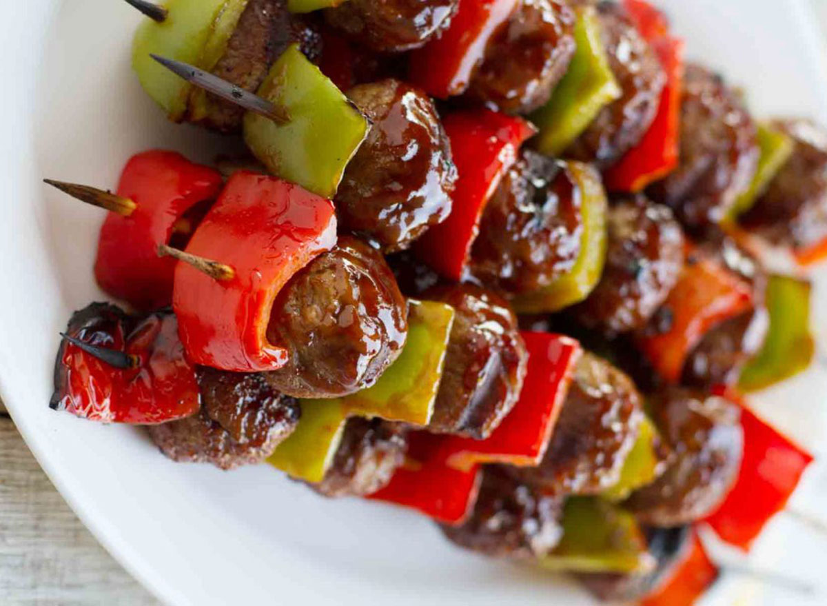 sweet and sour meatball skewers