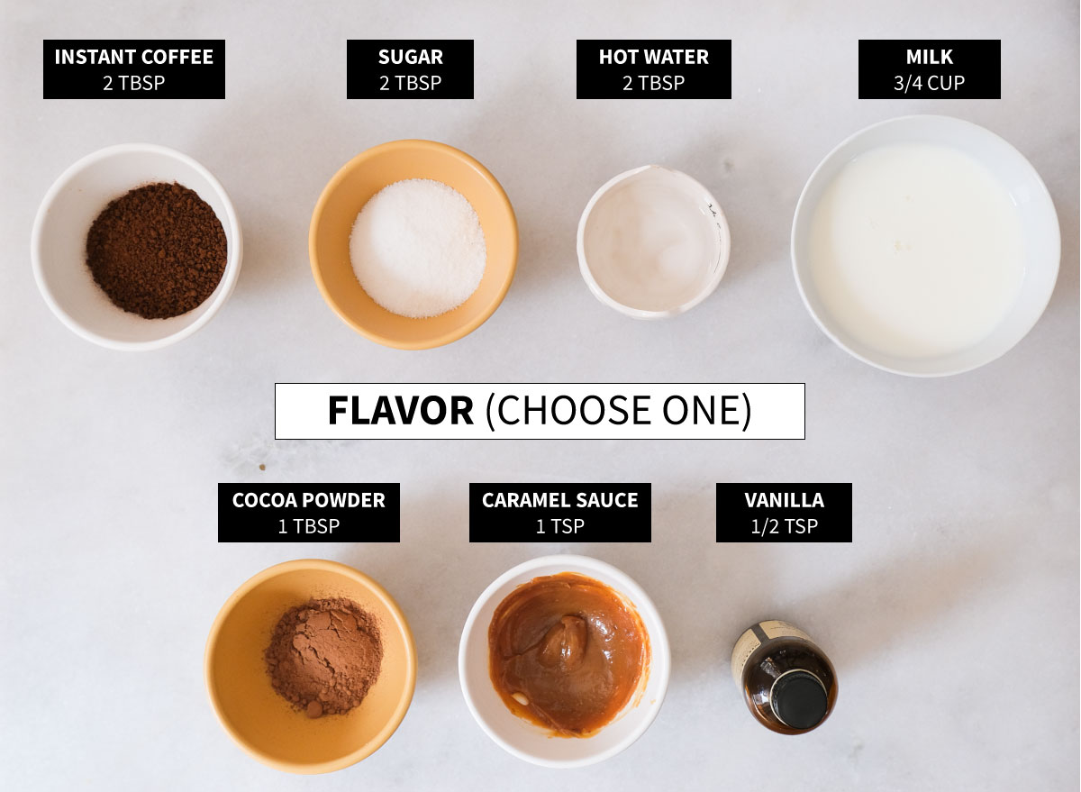 ingredients for flavored whipped coffee