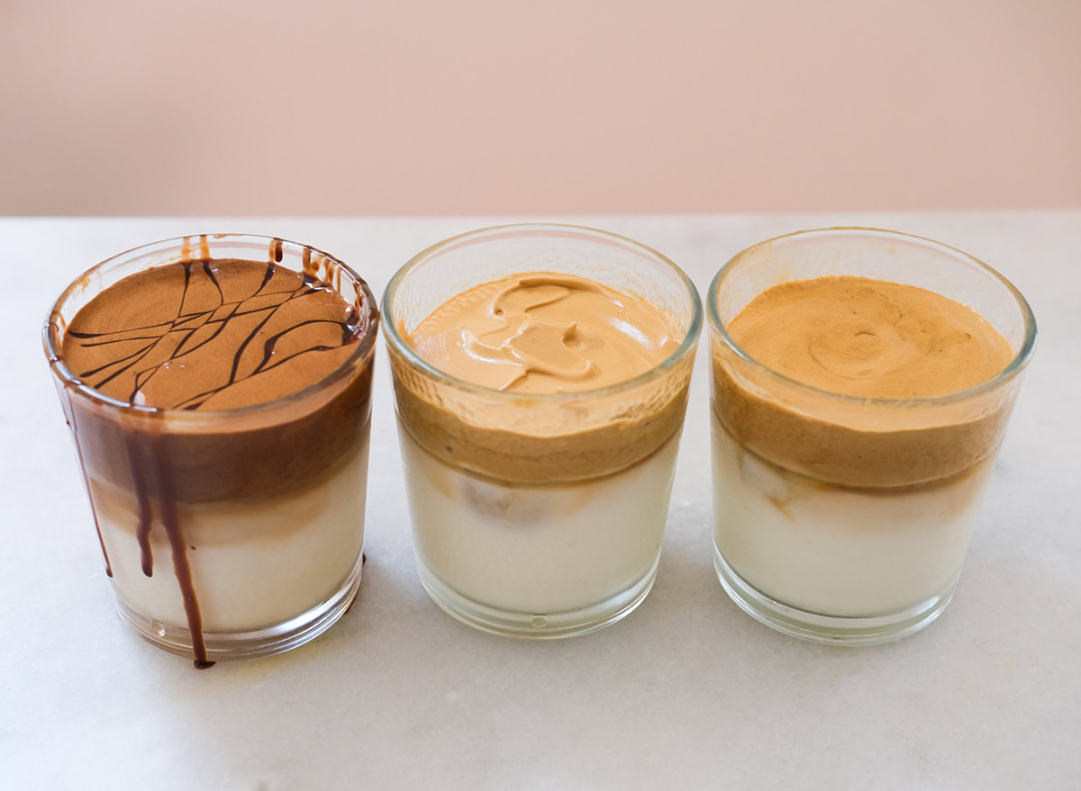 whipped coffee with three different flavors