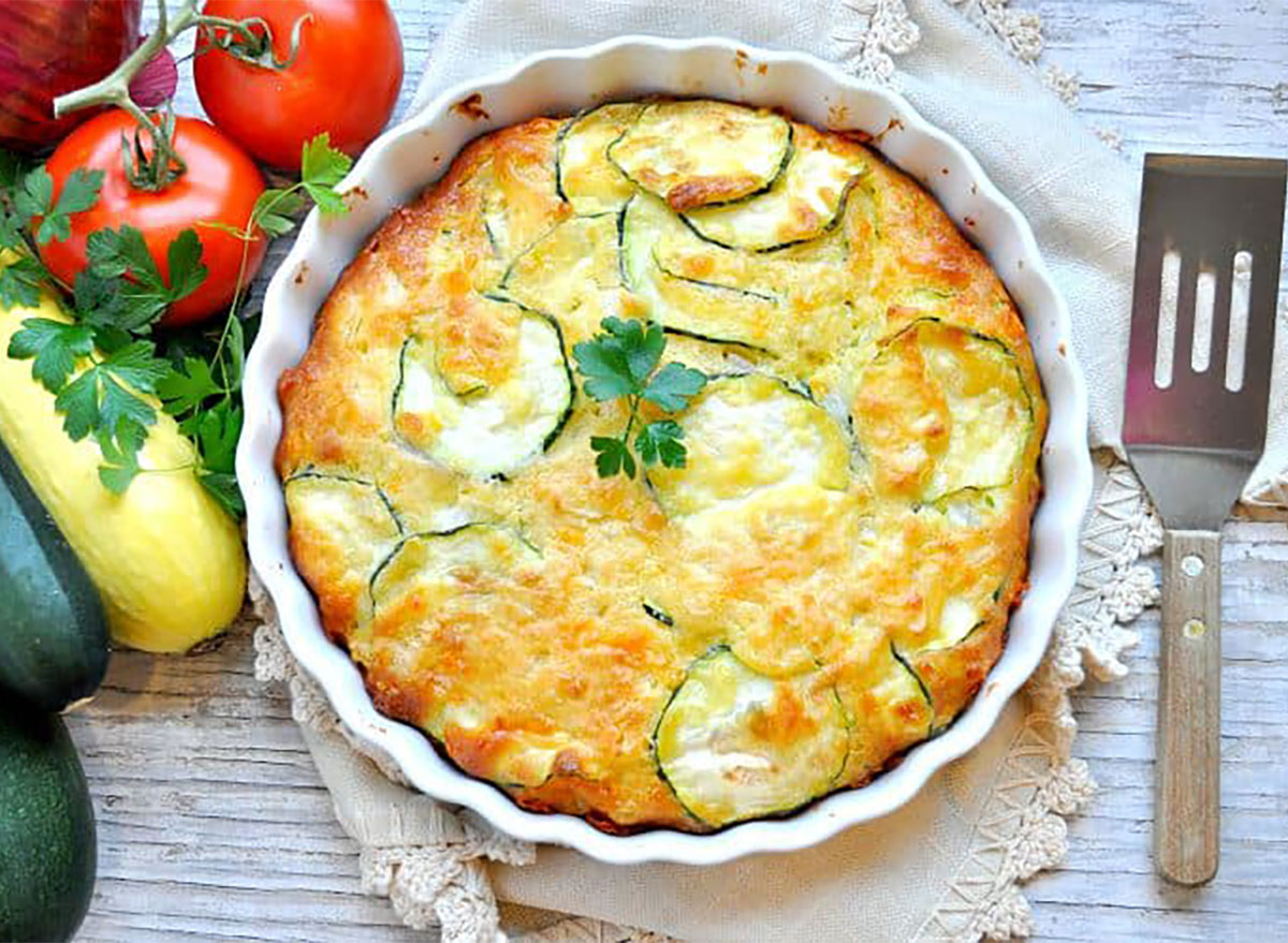 zucchini pie in baking dish