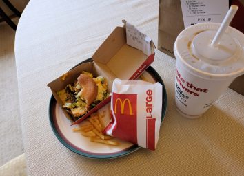 McDonald's bag on the counter