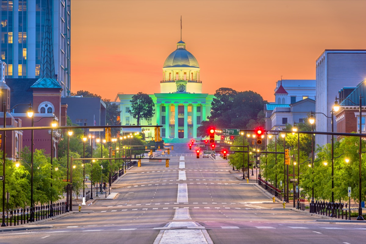 Montgomery, Alabama, USA with the State Capitol at dawn.