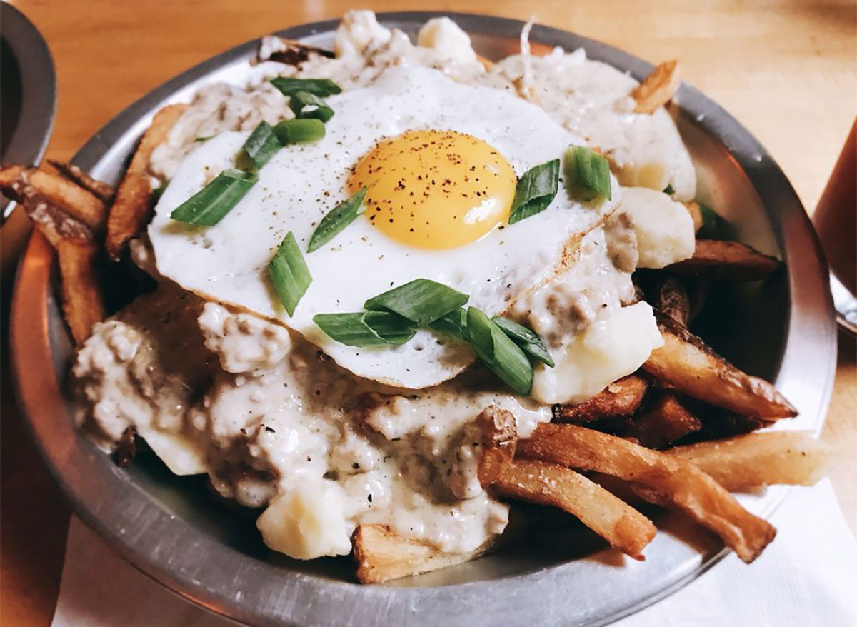 breakfast poutine with fried egg