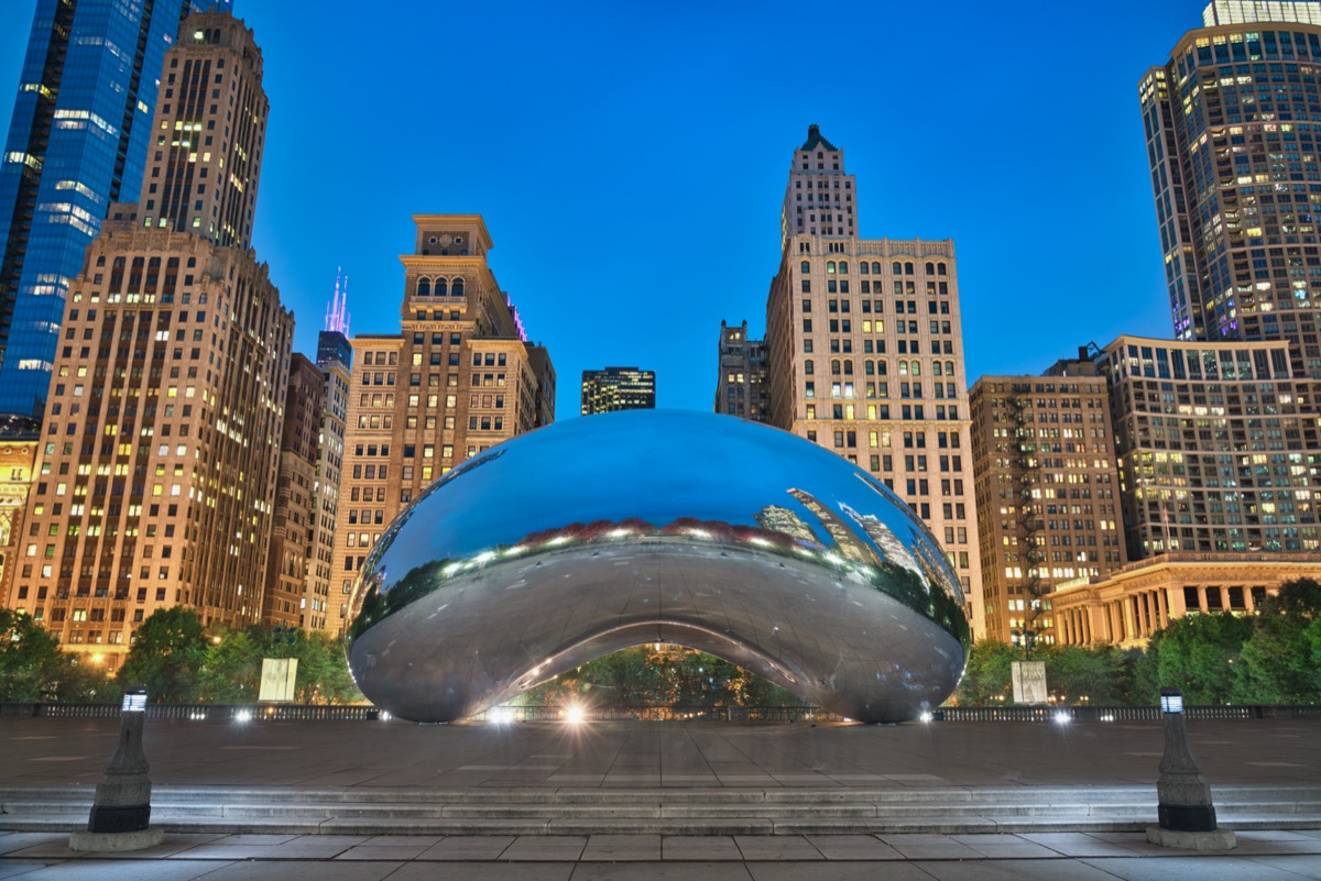 Photo of the Millenium Park at the blue hour time