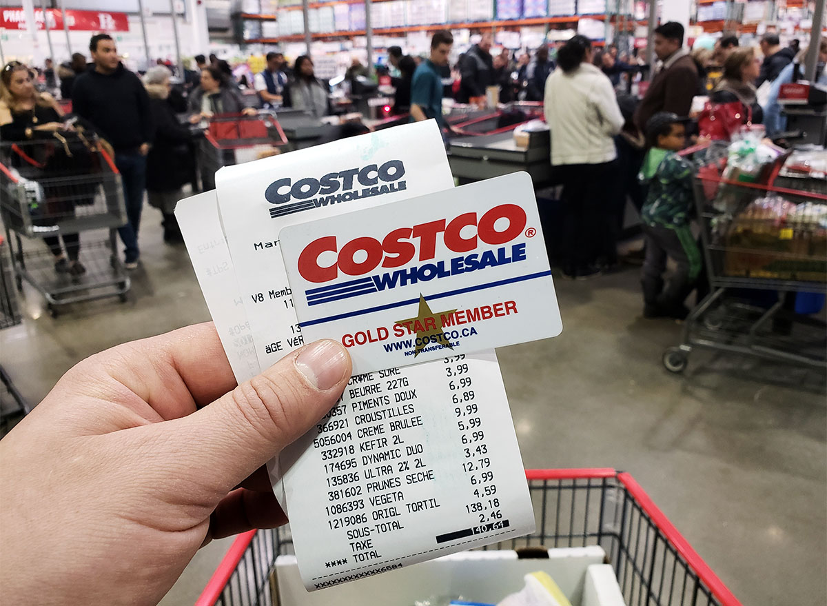 costco membership card and receipt