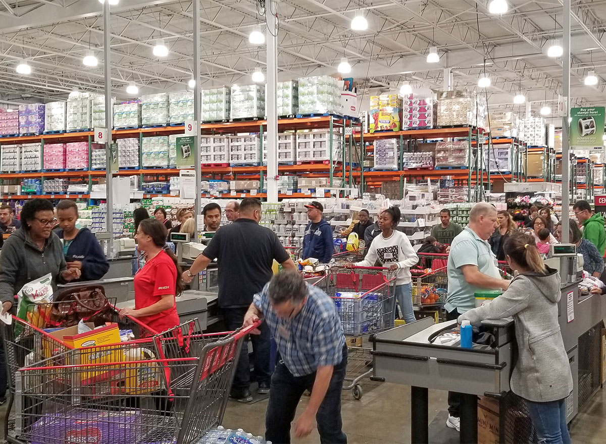 customers at costco checkout aisles