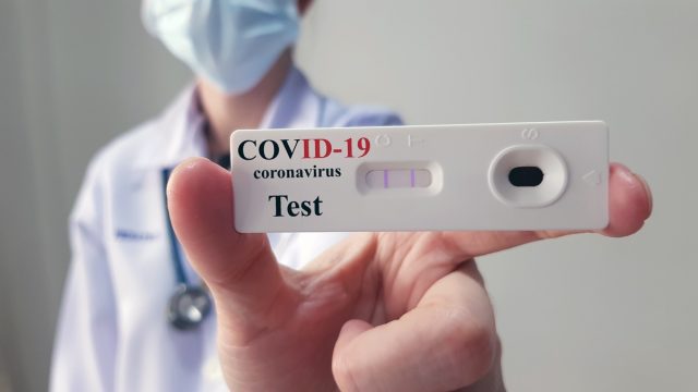 Doctor show rapid laboratory COVID-19 test for diagnosis new Corona virus infection
