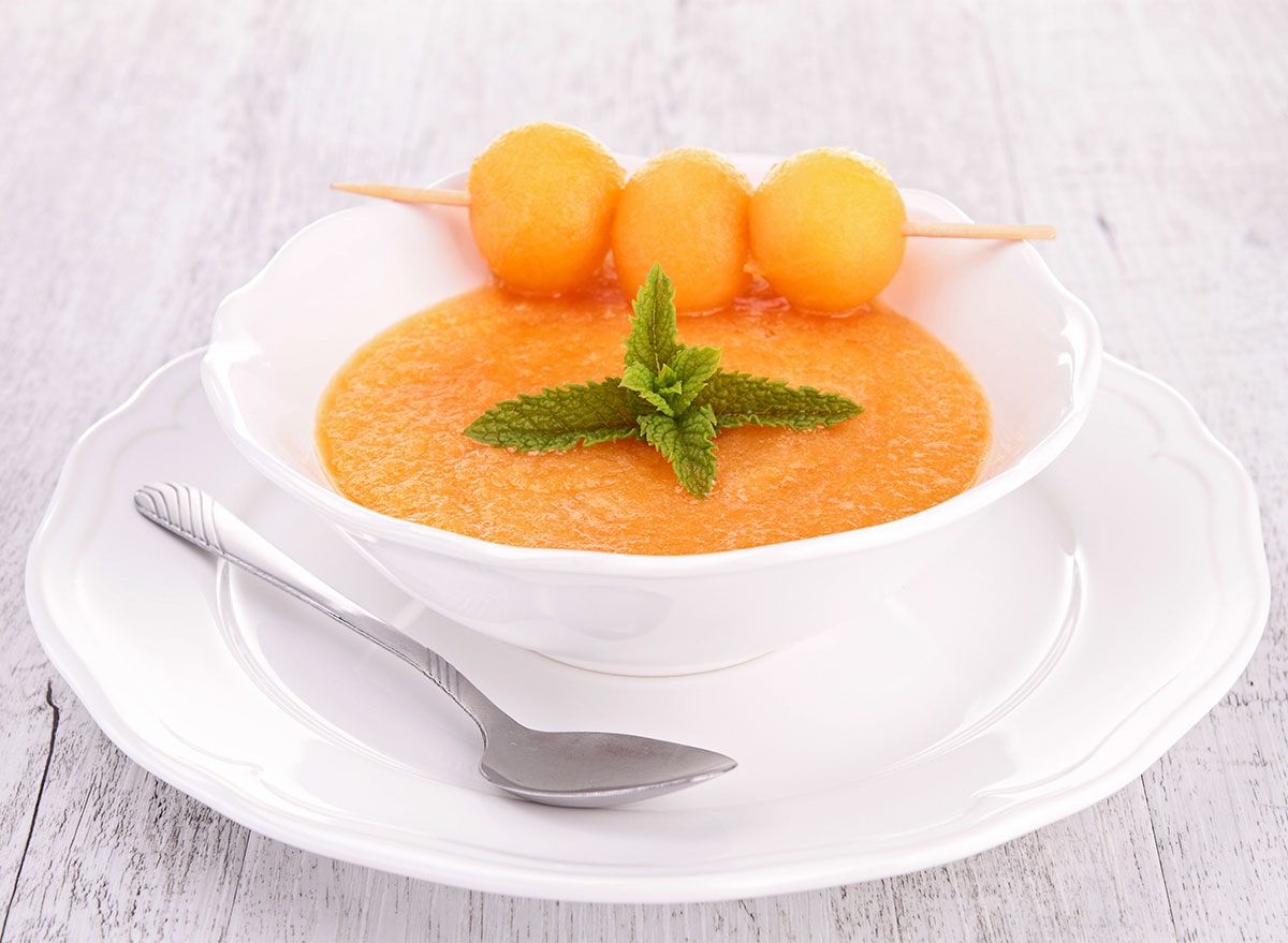 melon soup in bowl