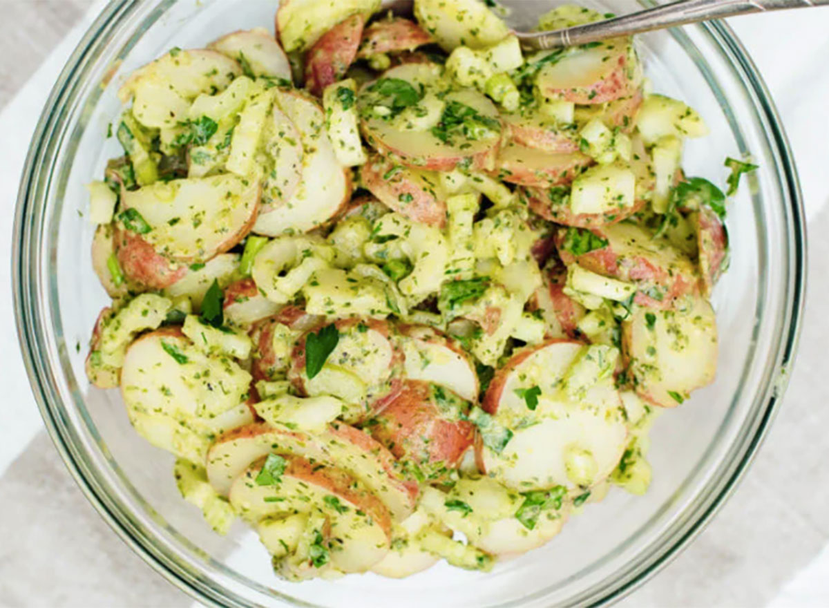 herbed potato salad in bowl