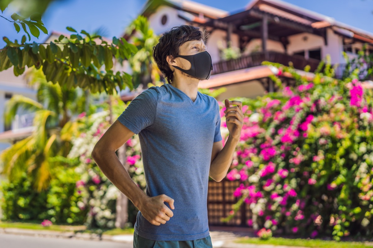 The Easiest Way To Live Longer, Says Science — Eat This Not That - Eat This, Not That 25 Man runner wearing medical mask