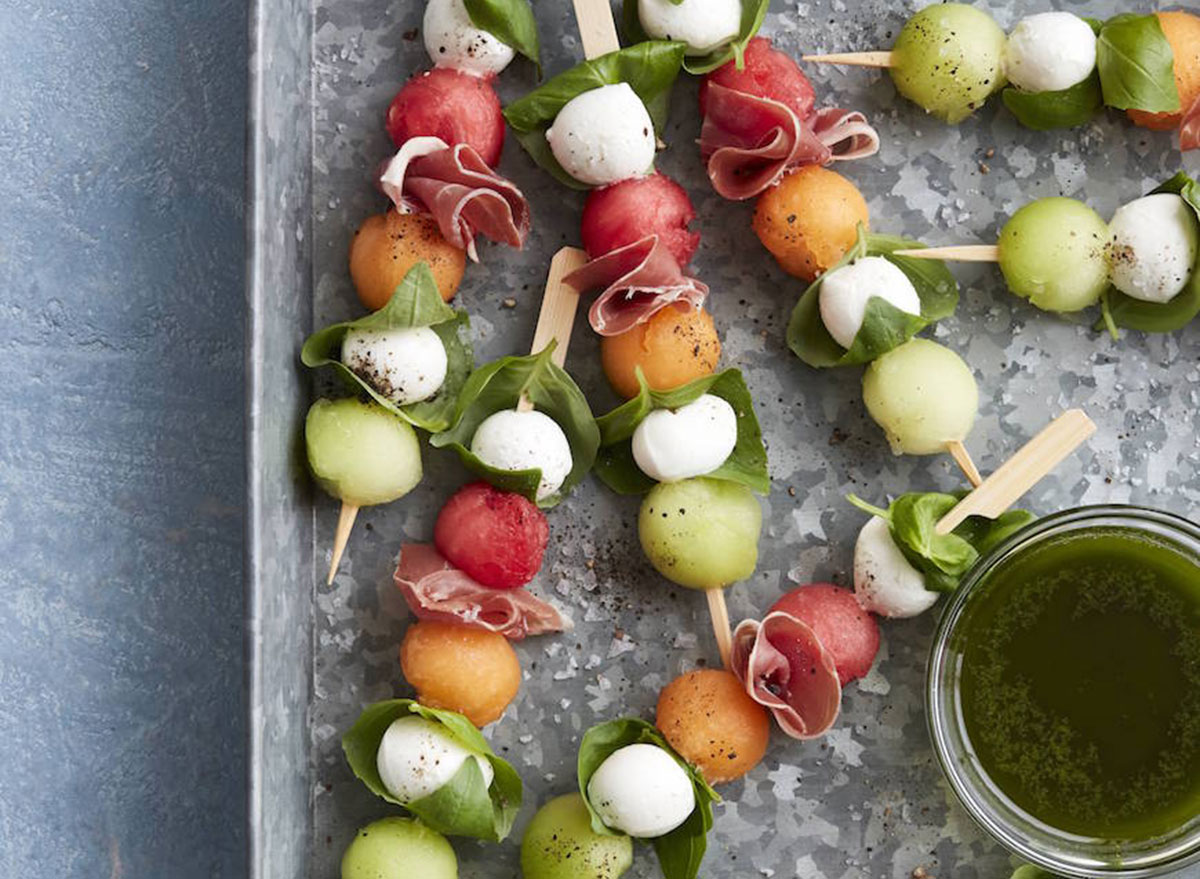 melon caprese skewers