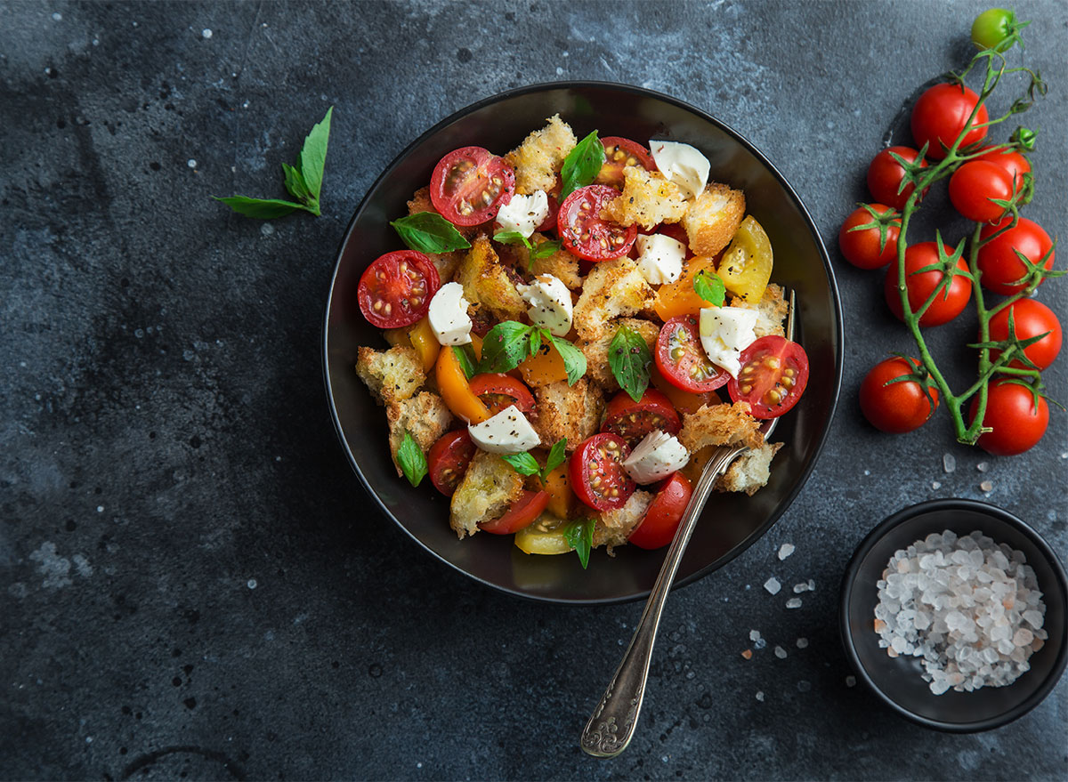 panzanella bread salad in bowl