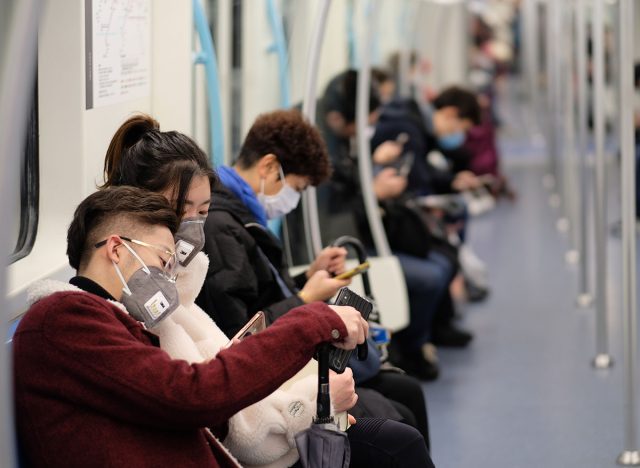 people masks subway