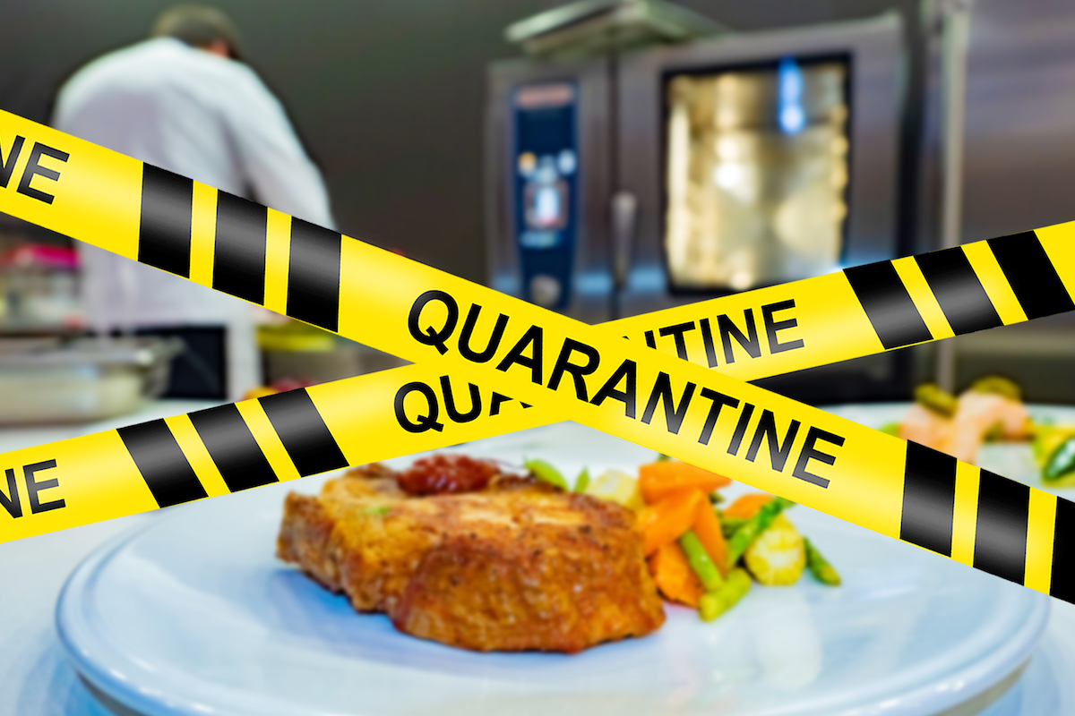 police barrier at restaurant during quarantine