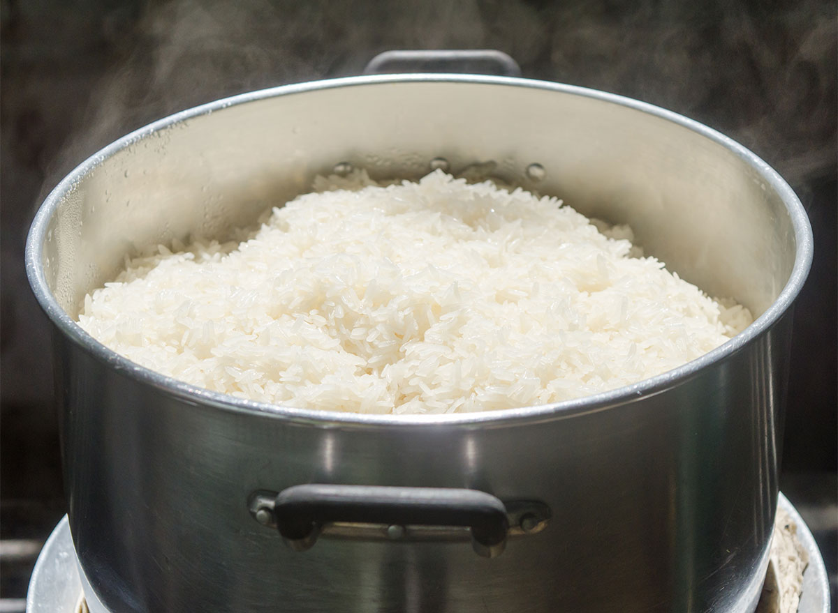 rice cooking in pot