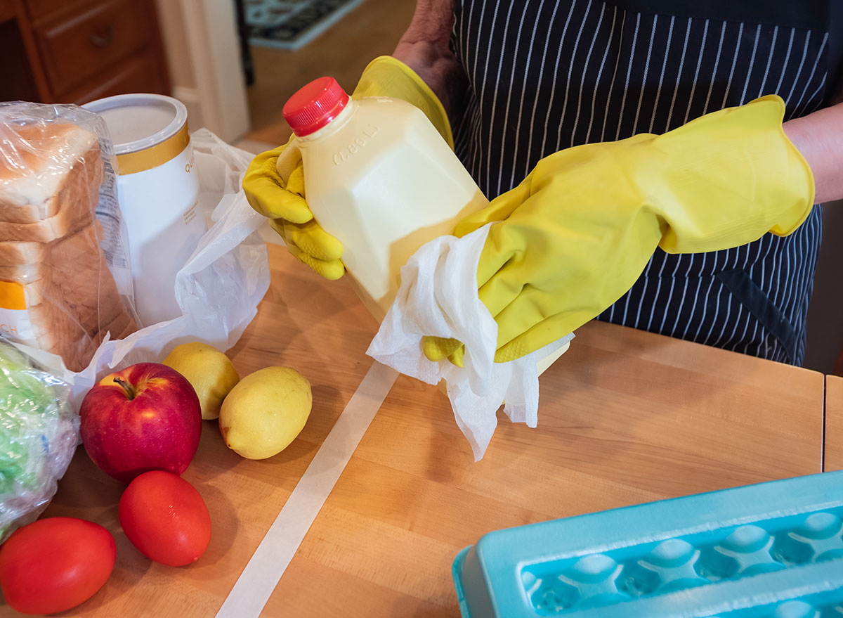 sanitizing groceries