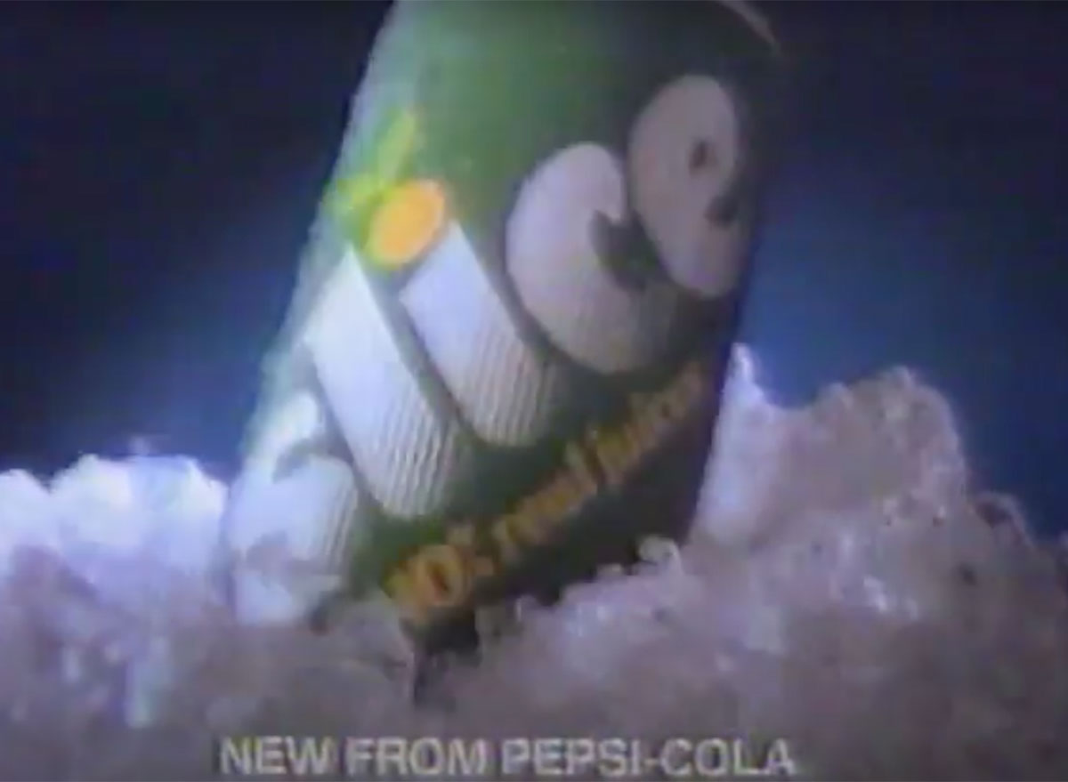 can of slice soda in ice from 1980s ad