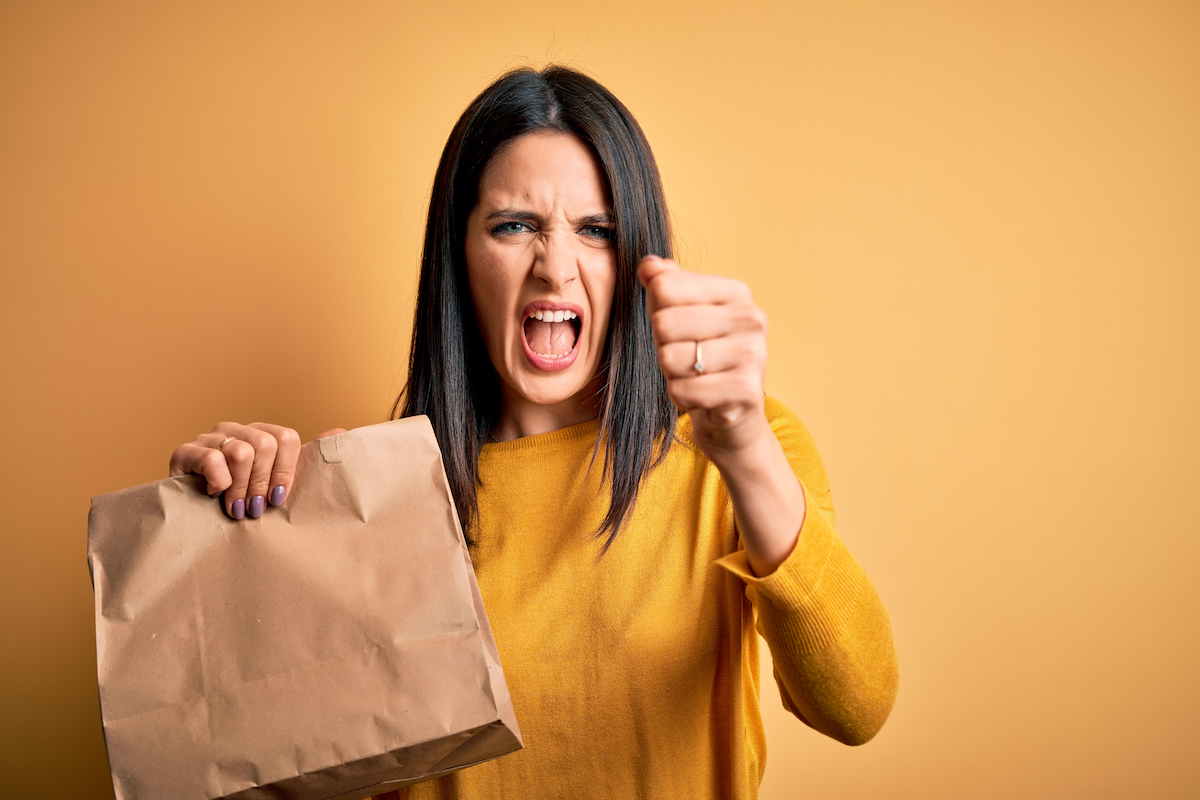 woman unhappy with her delivery order