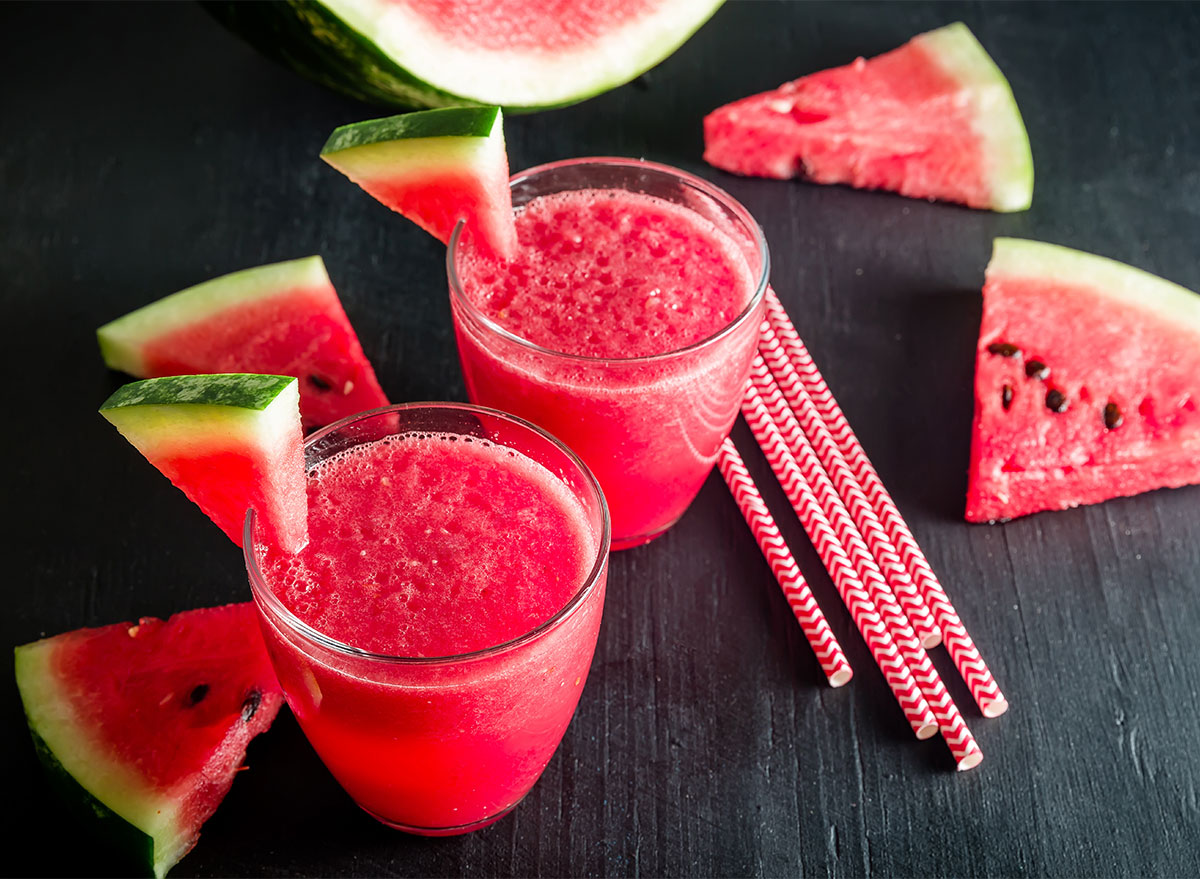 watermelon slushies with slices of watermelon