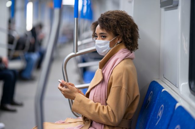 medical mask in the metro