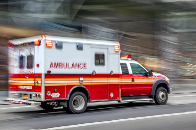 ambulance on emergency car in motion