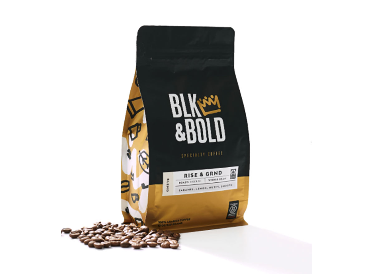 bag of blk and bold coffee beans