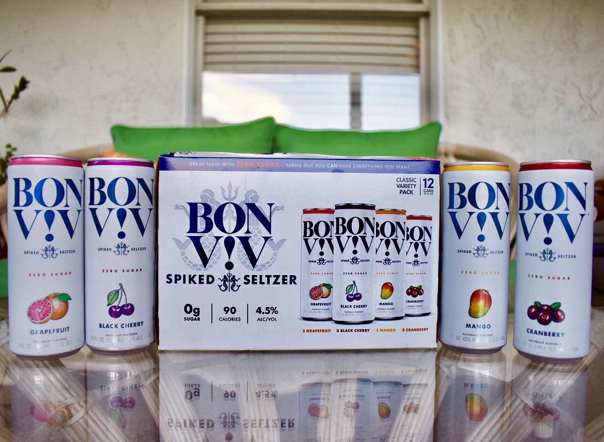 bon viv spiked seltzer case with cans