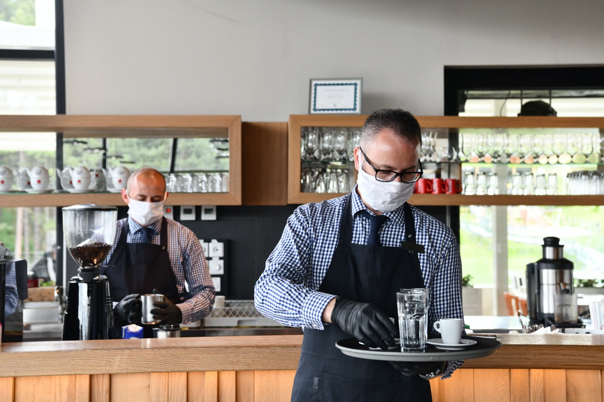 Cafe restuarant waiter face mask