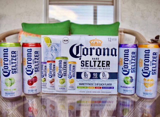 corona spiked seltzer case with cans