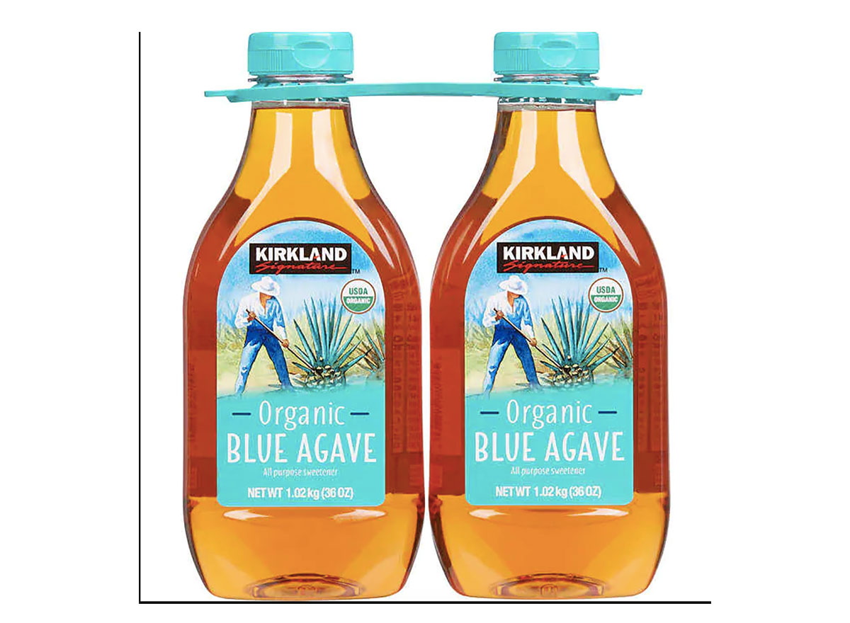 two bottles of kirkland signature blue agave from costco