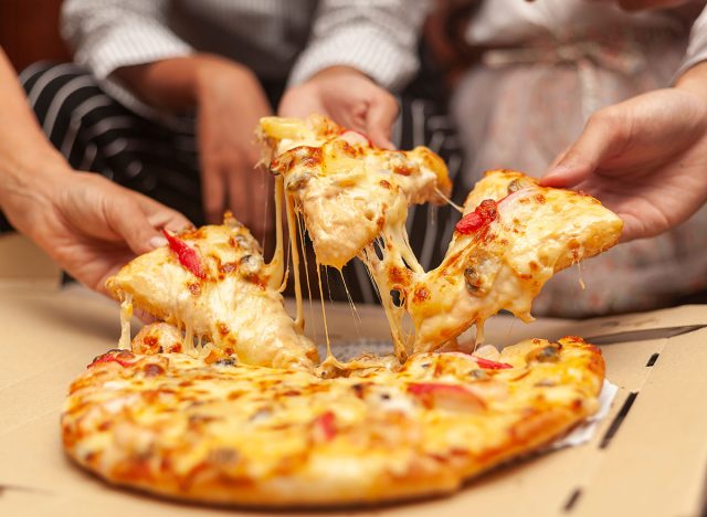 eating pizza