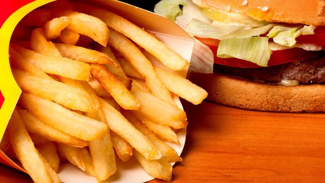 hamburger and French fries