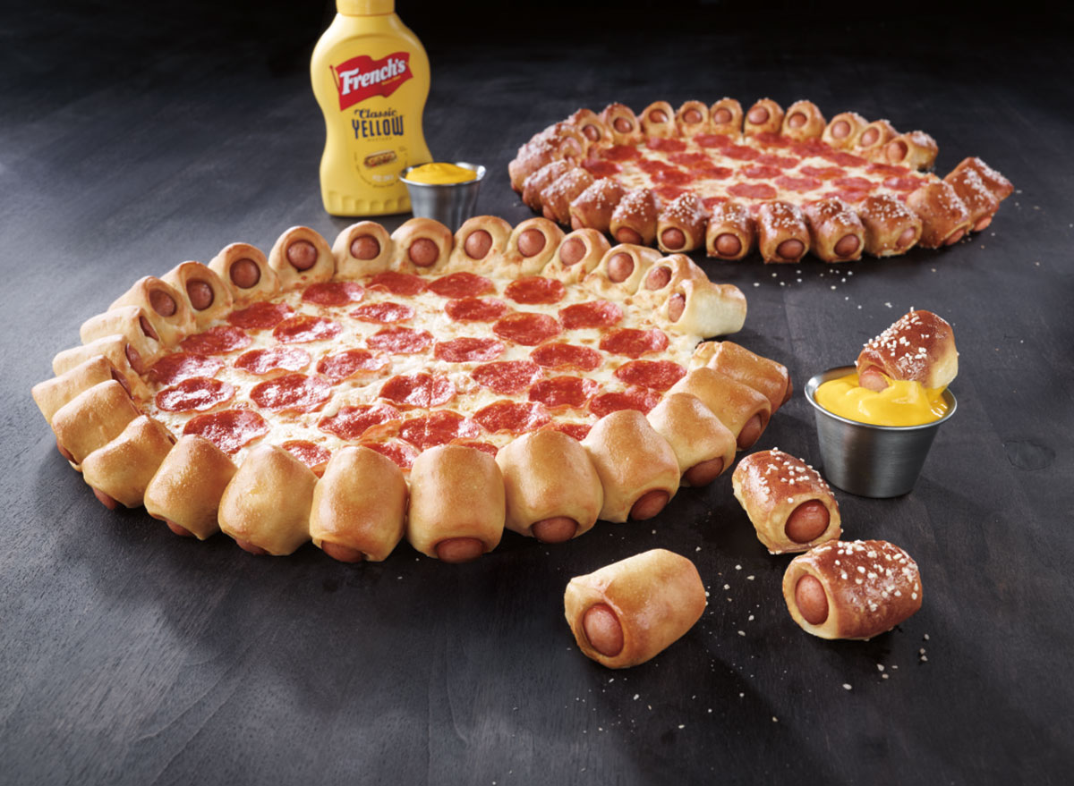 hot dog stuffed pizza