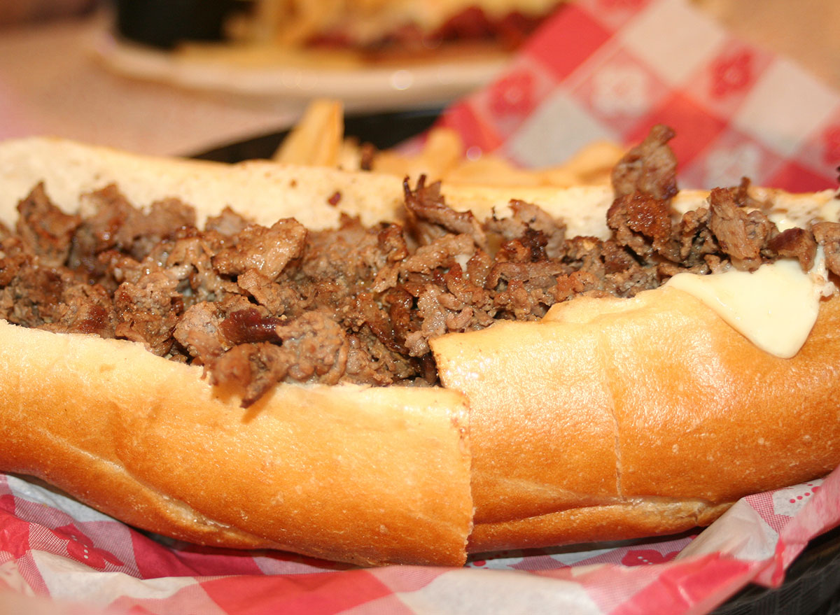 philly cheesesteak sandwich on sub roll