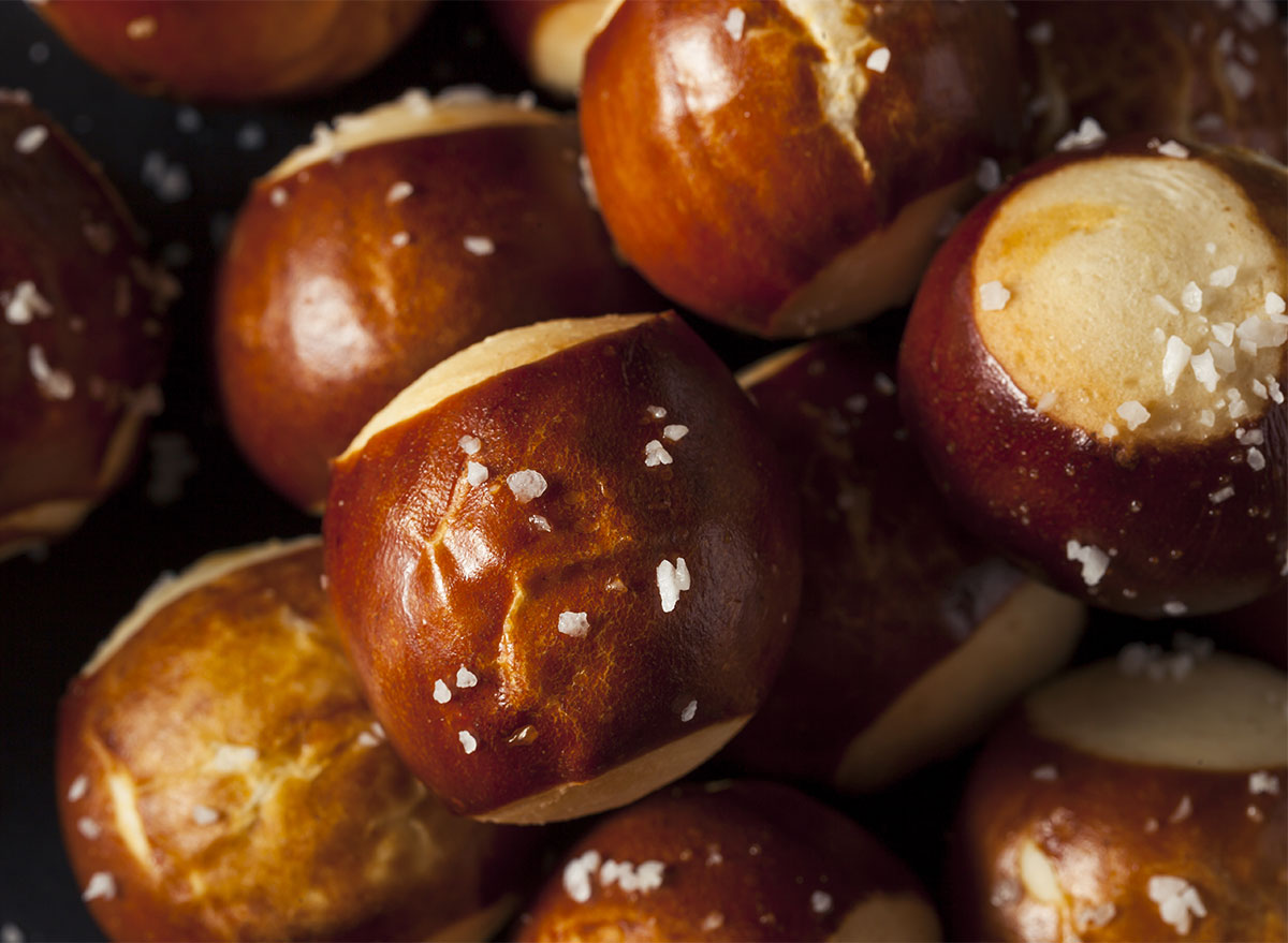 closeup of soft pretzel bites