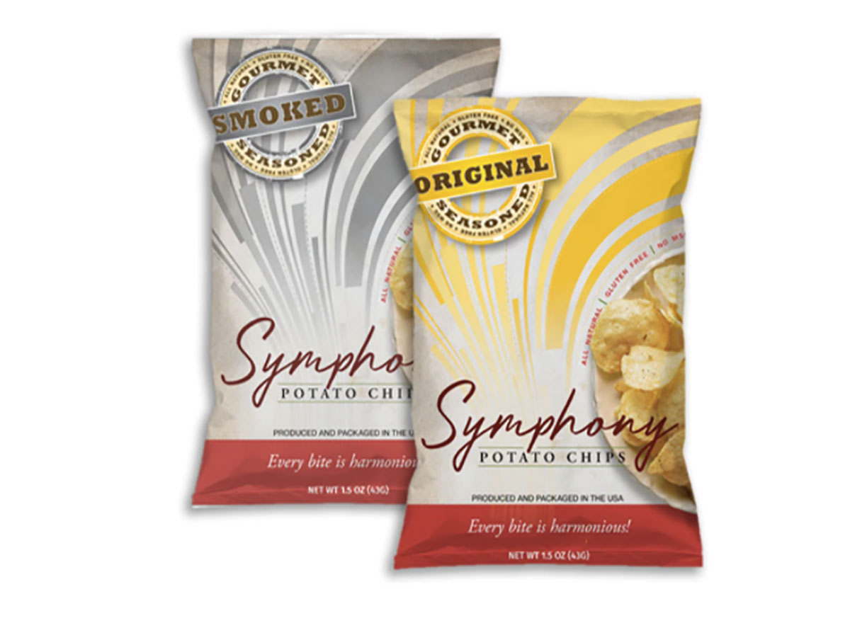 two bags of symphony potato chips