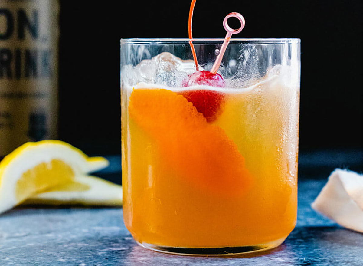 whiskey sour cocktail in glass