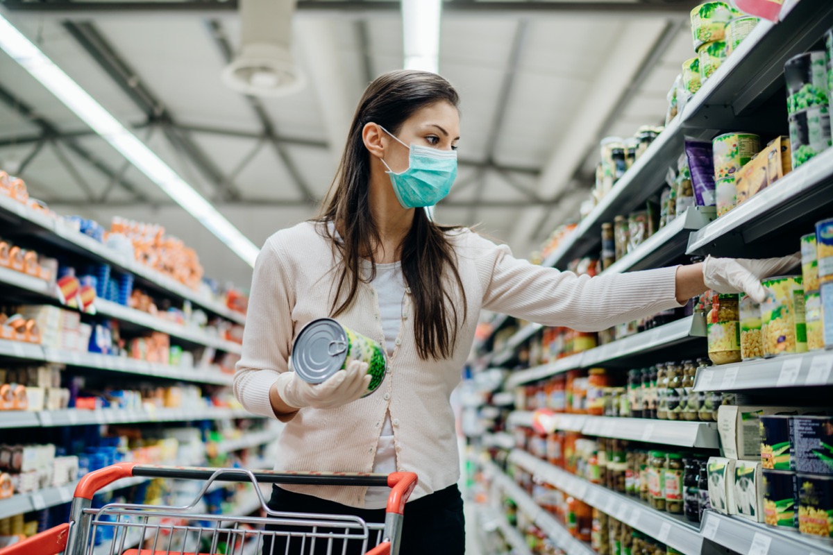 Woman shopping at supermarket