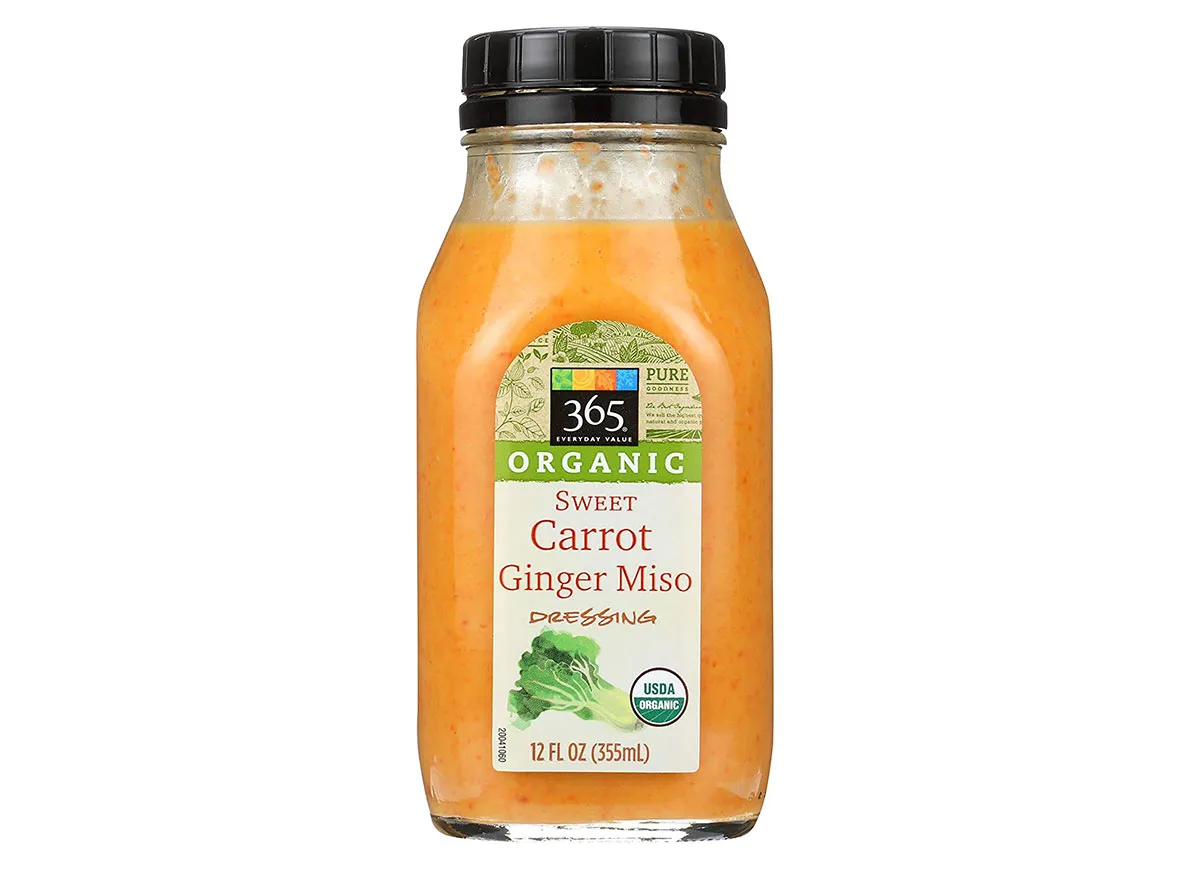 bottle of 365 carrot ginger miso dressing