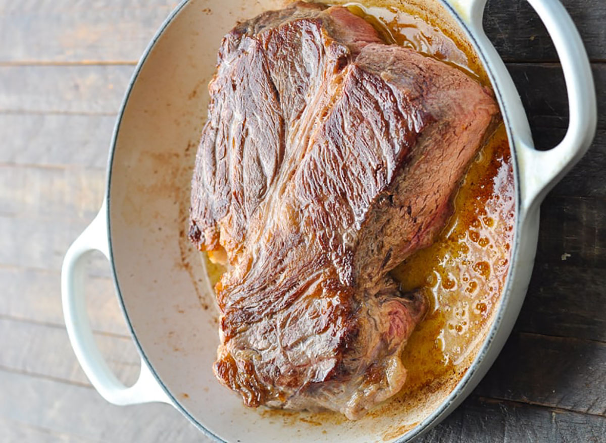 chuck roast in pan