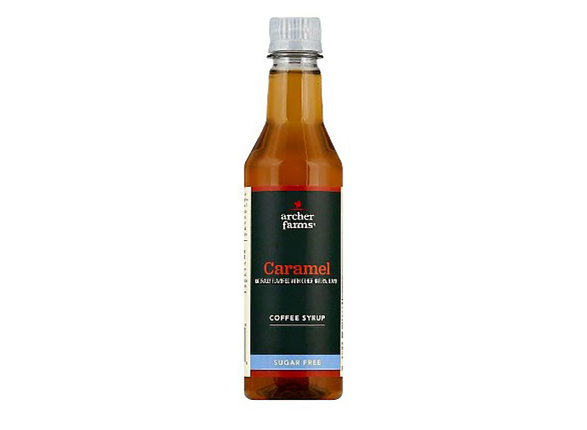 bottle of archer farms sugar free caramel coffee syrup