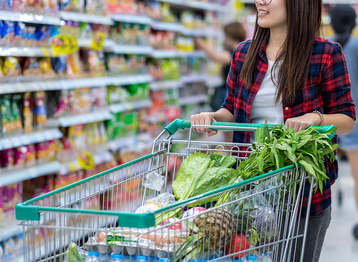 asian woman grocery shopping