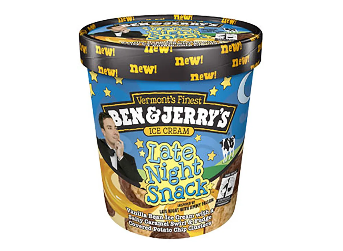 pint of ben and jerrys late night snack ice cream