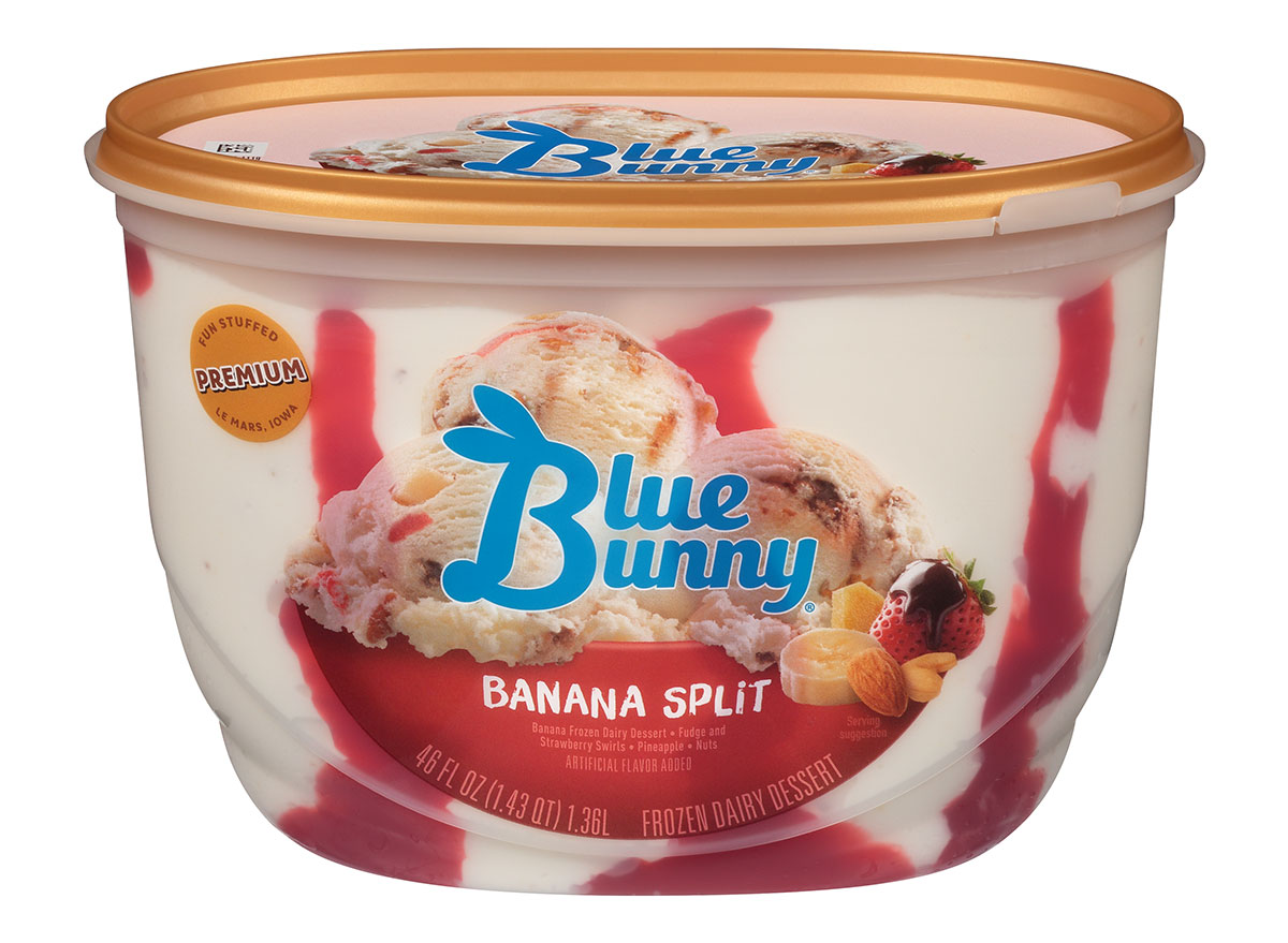 blue bunny banana split ice cream cup